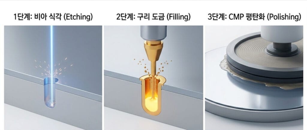 TSV 공정, 반도체 패키징, HBM, 실리콘 관통 전극, AI 반도체